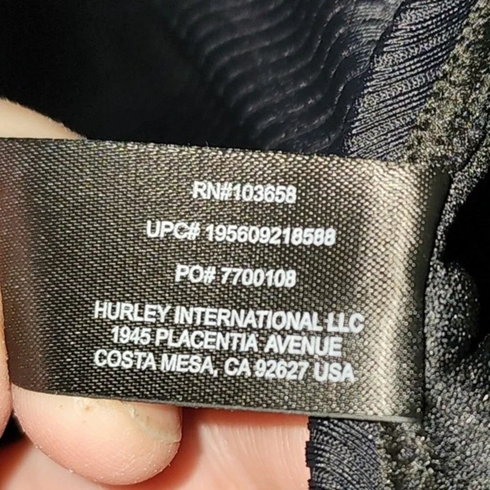 Hurley HSO1028 Black Ribbed‎ One Piece Swimsuit Size L